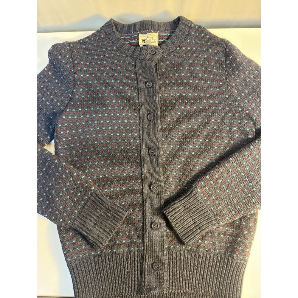Vintage Woolrich Wool Cardigan Sweater Small Nordic CabinCore Button Up